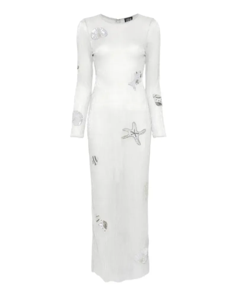 Leslie Amon sequin-embellished pleated maxi-dress - Silber Silber