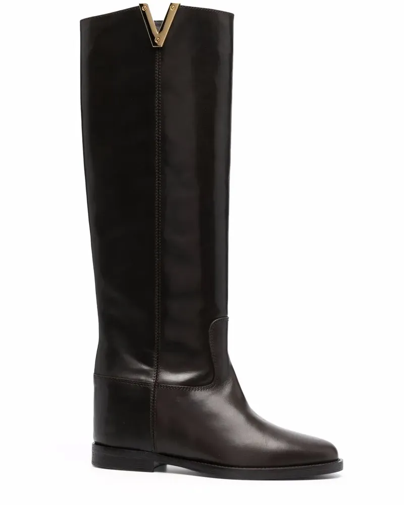 Via Roma 15 Kniehohe Stiefel mit Logo - Braun Braun