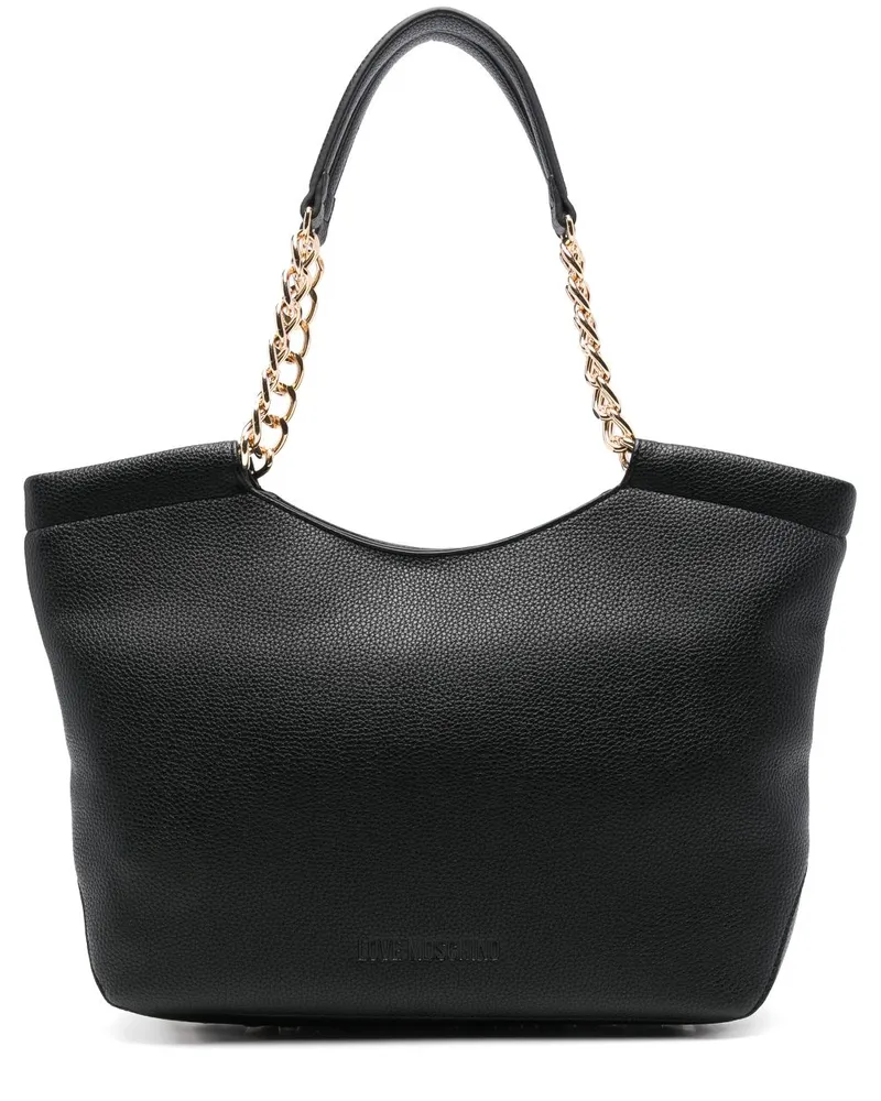 Moschino Handtasche mit Logo-Schriftzug - Schwarz Schwarz