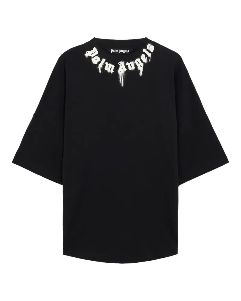 Palm Angels logo print oversized T-shirt - Schwarz Schwarz