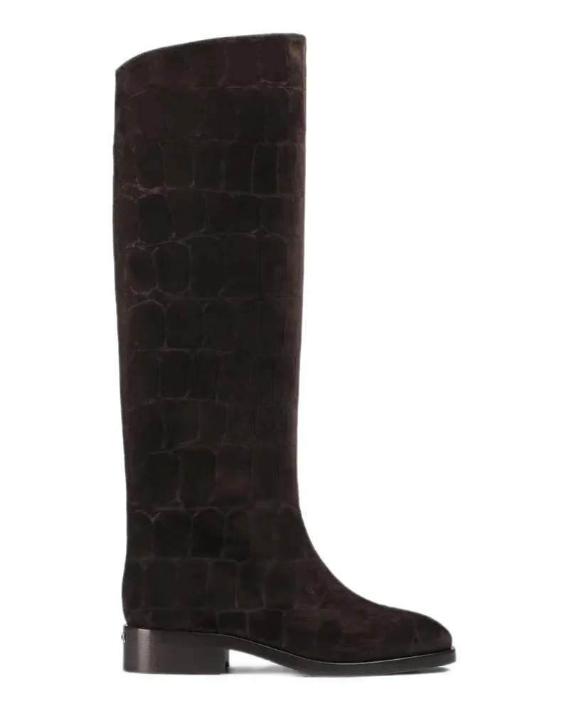 Le Silla Charlotte Wildlederstiefel mit Kroko-Effekt - Braun Braun