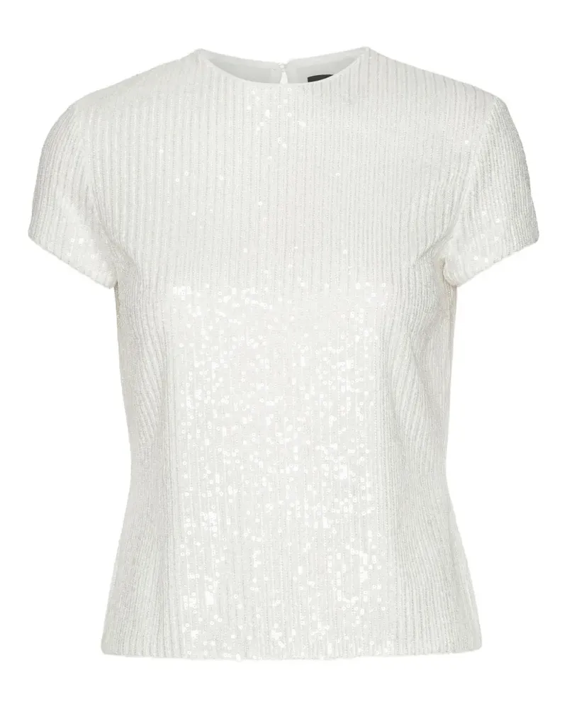 ROTATE Birger Christensen T-Shirt mit Pailletten - Weiß Weiß