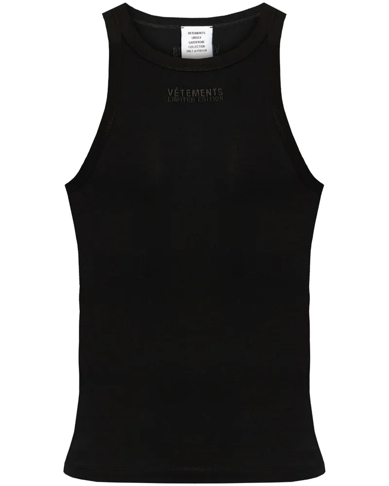 VETEMENTS Tanktop mit Logo-Stickerei - Schwarz Schwarz