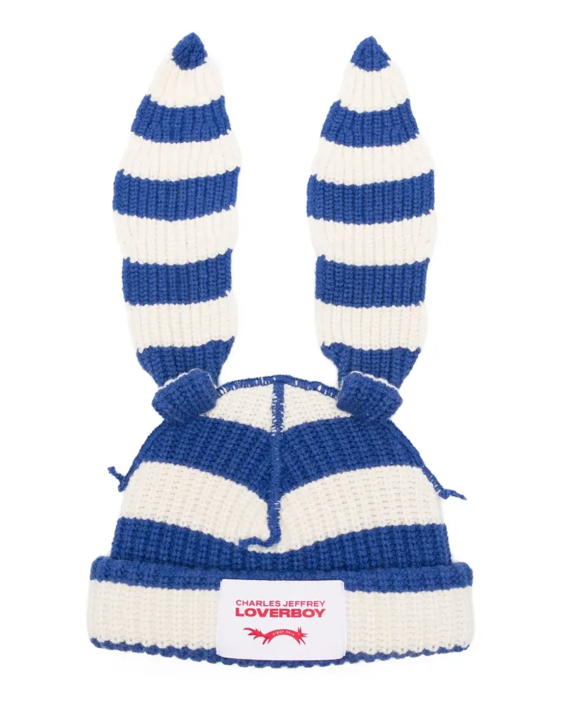 Charles Jeffrey Loverboy striped beanie hat - Blau Blau
