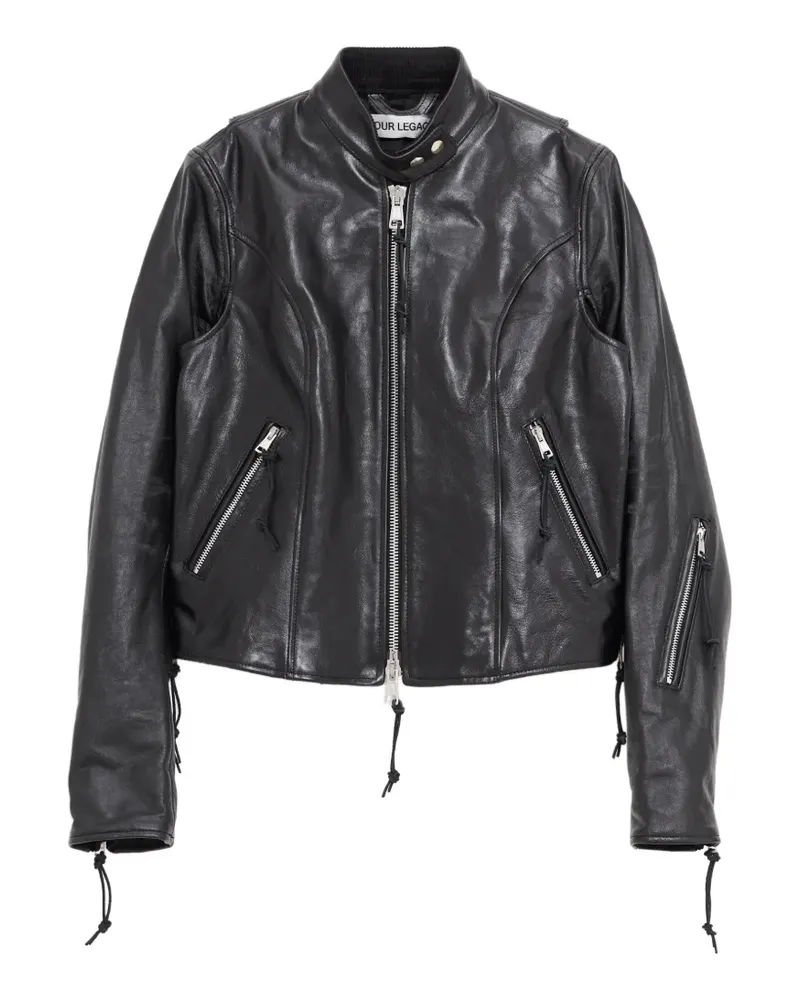 Our Legacy Yokai buffed leather jacket - Schwarz Schwarz