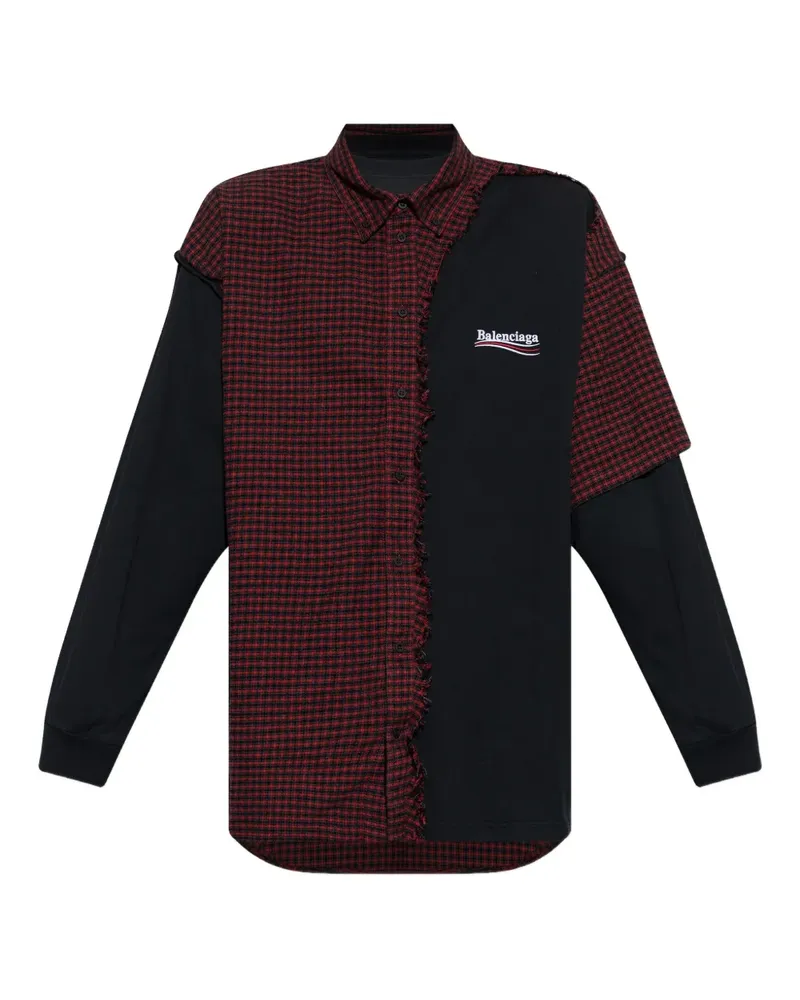 Balenciaga Ausgefranstes Karohemd - Schwarz Schwarz