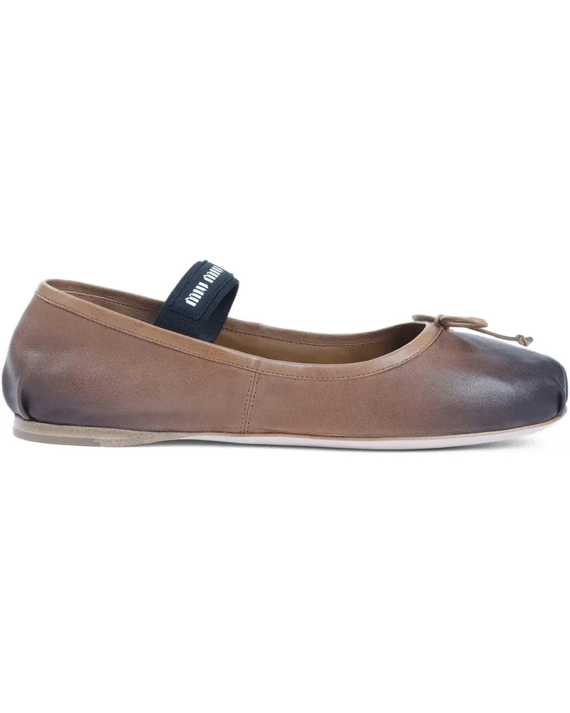 Miu Miu Ballerinas mit Schleifendetail - Braun Braun