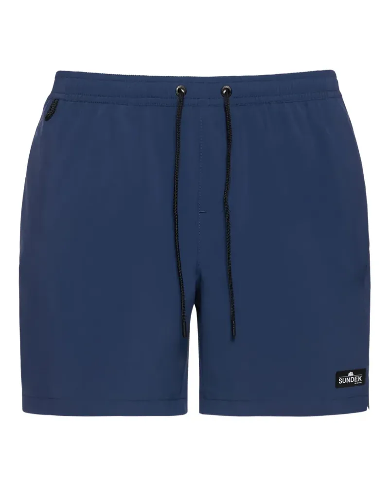 Sundek Elastische Badeshorts mit Streifen - Blau Blau