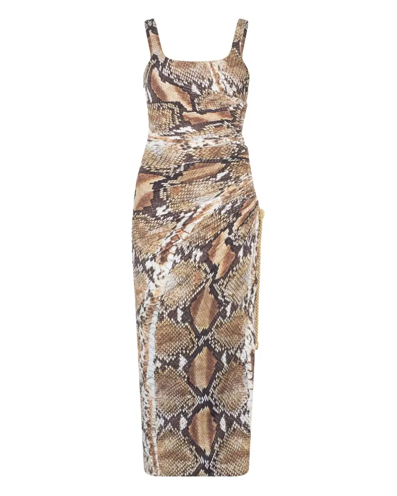 Roberto Cavalli Midikleid mit Python-Print - Braun Braun