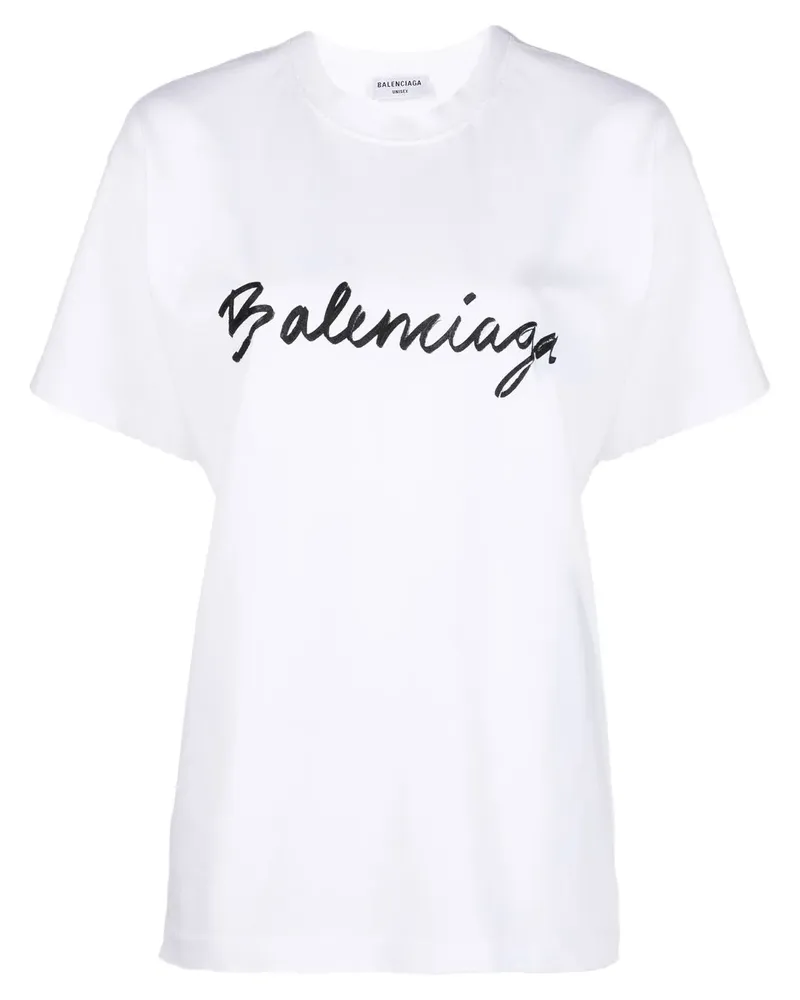 Balenciaga T-Shirt mit Logo-Print - Weiß Weiß