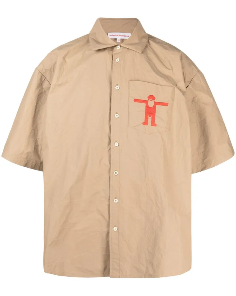 Walter van Beirendonck Hemd im Oversized-Look mit Print - Braun Braun