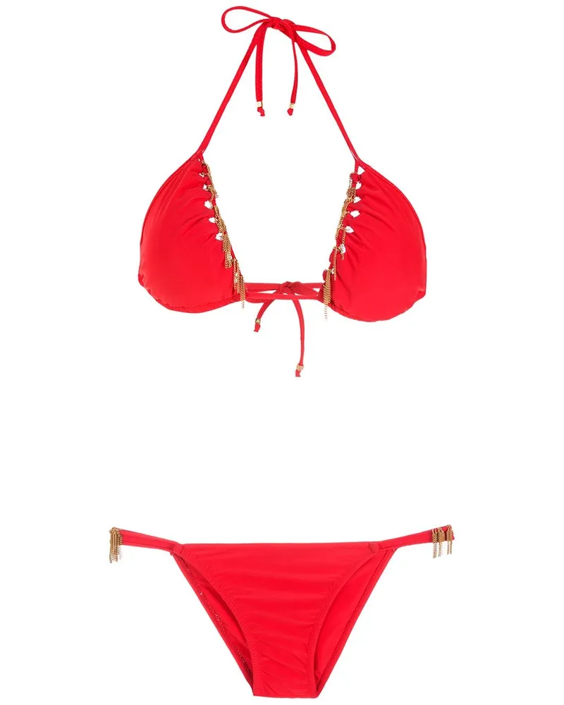 Amir Slama Bikini mit Kettenfransen - Rot Rot