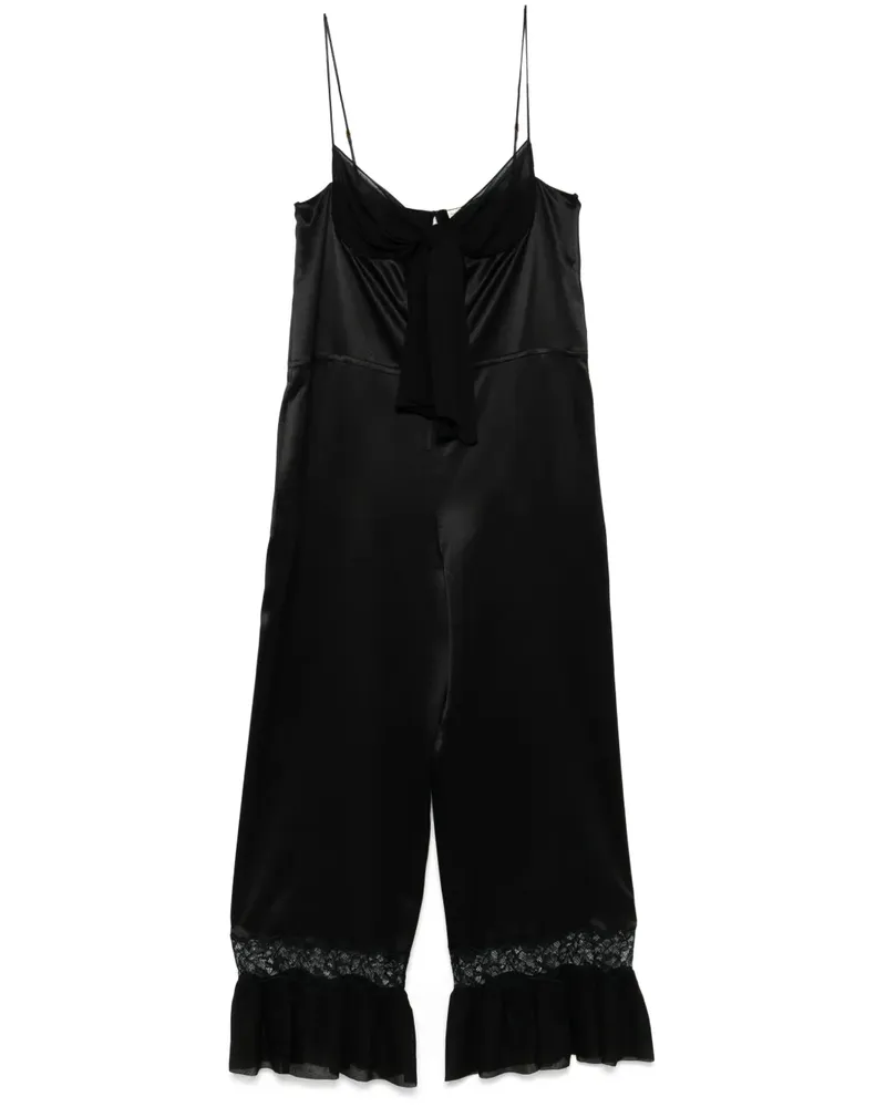 Saint Laurent Seiden-Jumpsuit mit Schleifendetail - Schwarz Schwarz