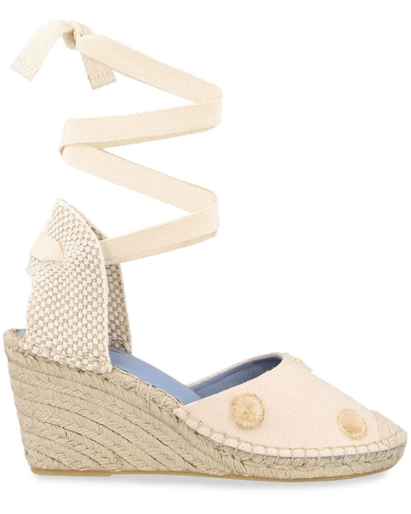 Blue Bird Anabela Espadrilles mit Bommel 90mm - Weiß Weiß