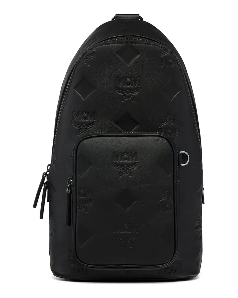 MCM Aren Kuriertasche mit Monogramm-Prägung - Schwarz Schwarz