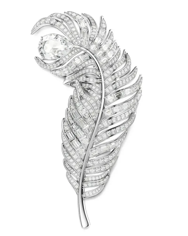Swarovski Vienna crystal-embellished feather brooch - Silber Silber