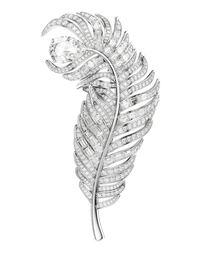 Swarovski Vienna Federbrosche mit Kristallen - Silber Silber