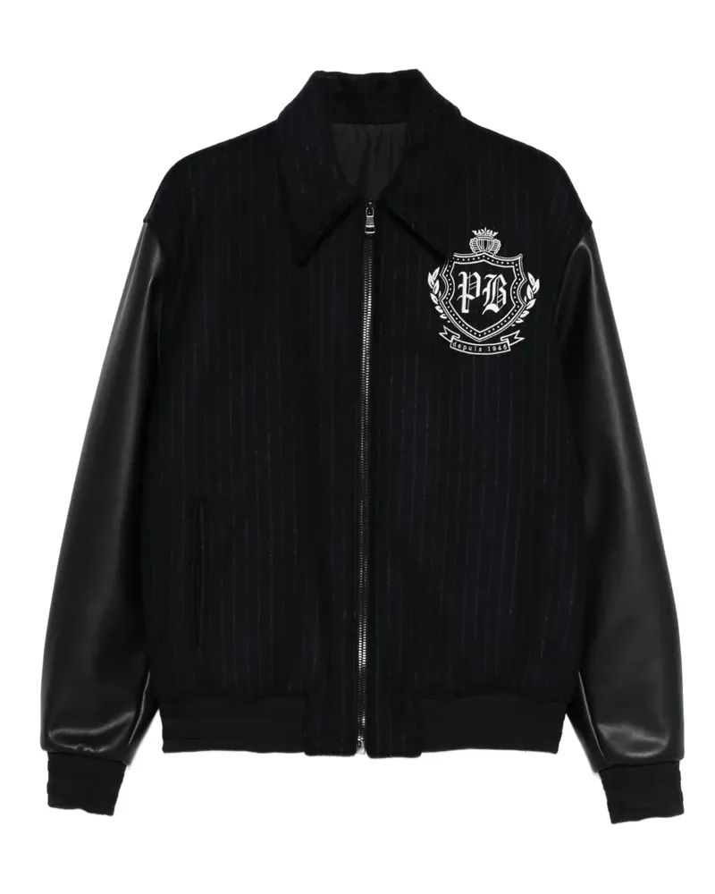 Balmain pinstripe-print panelled bomber jacket - Schwarz Schwarz