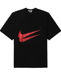 Comme des Garçons T-Shirt mit Swoosh-Print Schwarz