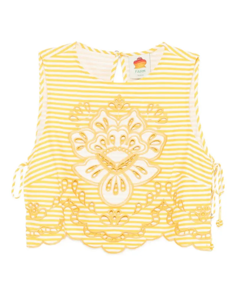 FARM Rio embroidered striped top - Gelb Gelb