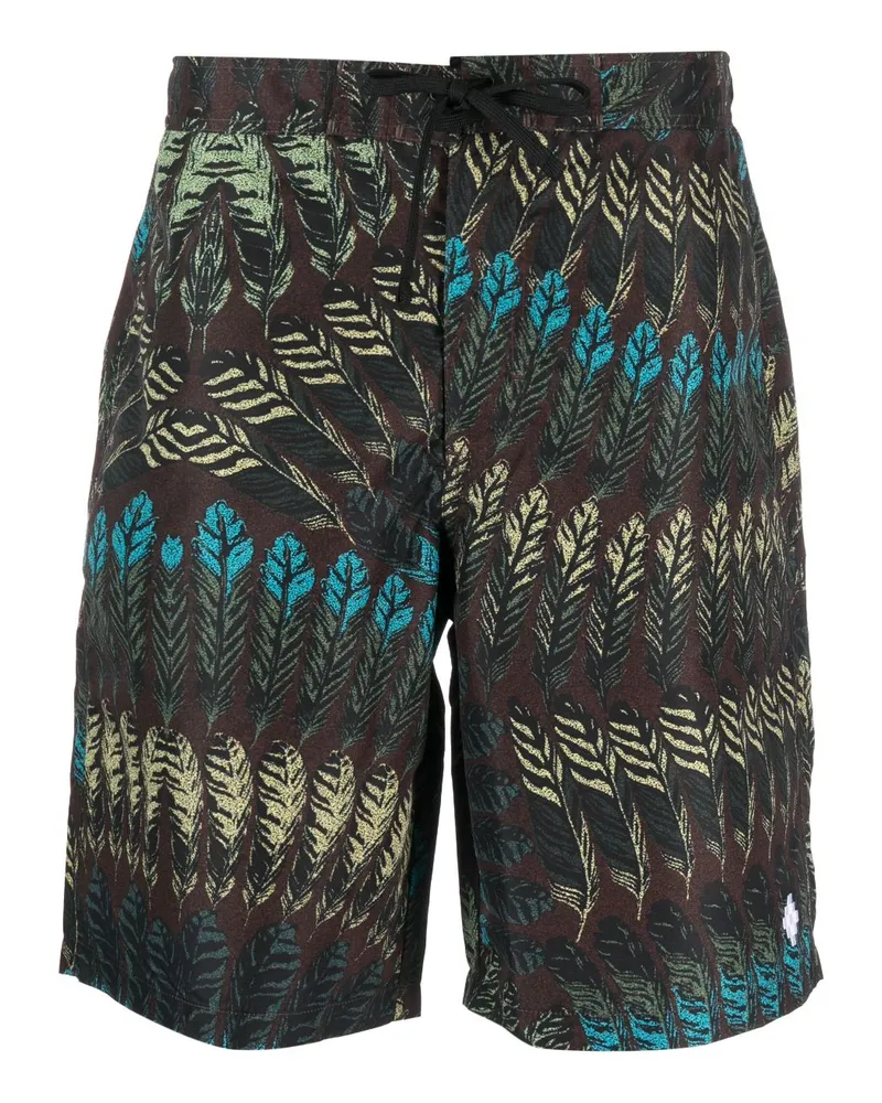 Marcelo Burlon | County of Milan Badeshorts mit Feder-Print - Braun Braun