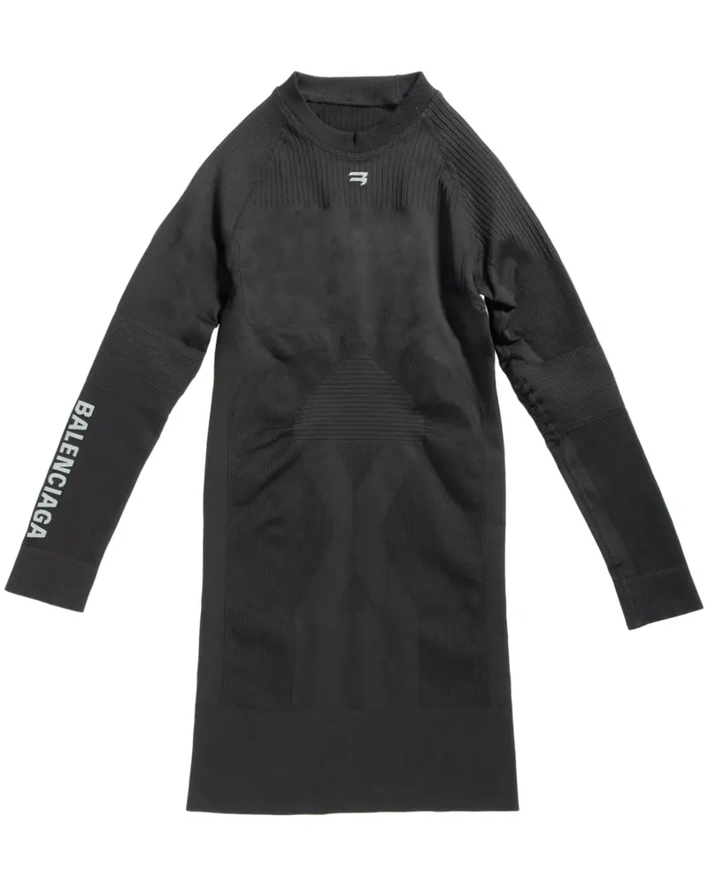 Balenciaga Geripptes Minikleid mit langen Ärmeln - Schwarz Schwarz