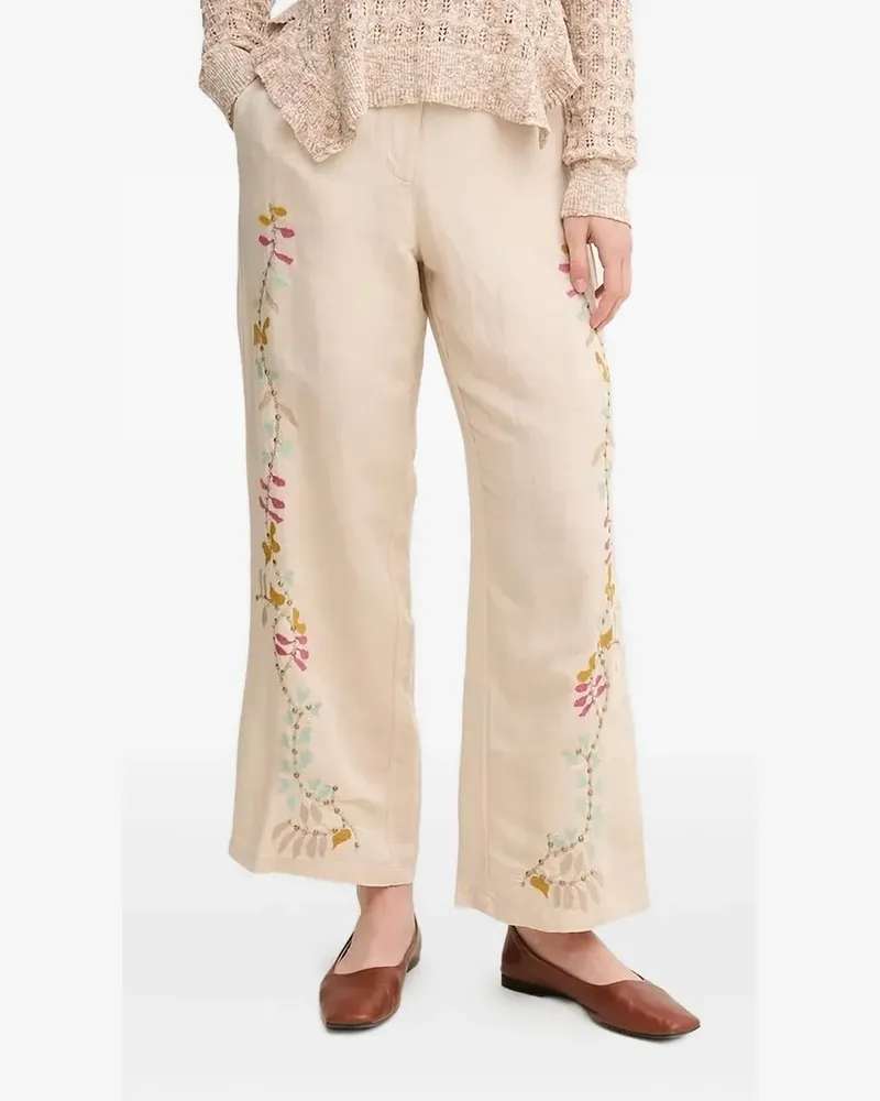 Hoss Intropia Hose mit Blumenstickerei - Nude Nude