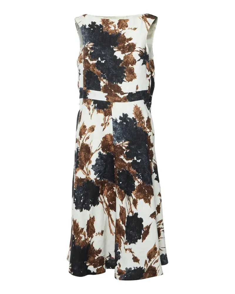 Giambattista Valli abstract botanical-print midi dress - Weiß Weiß