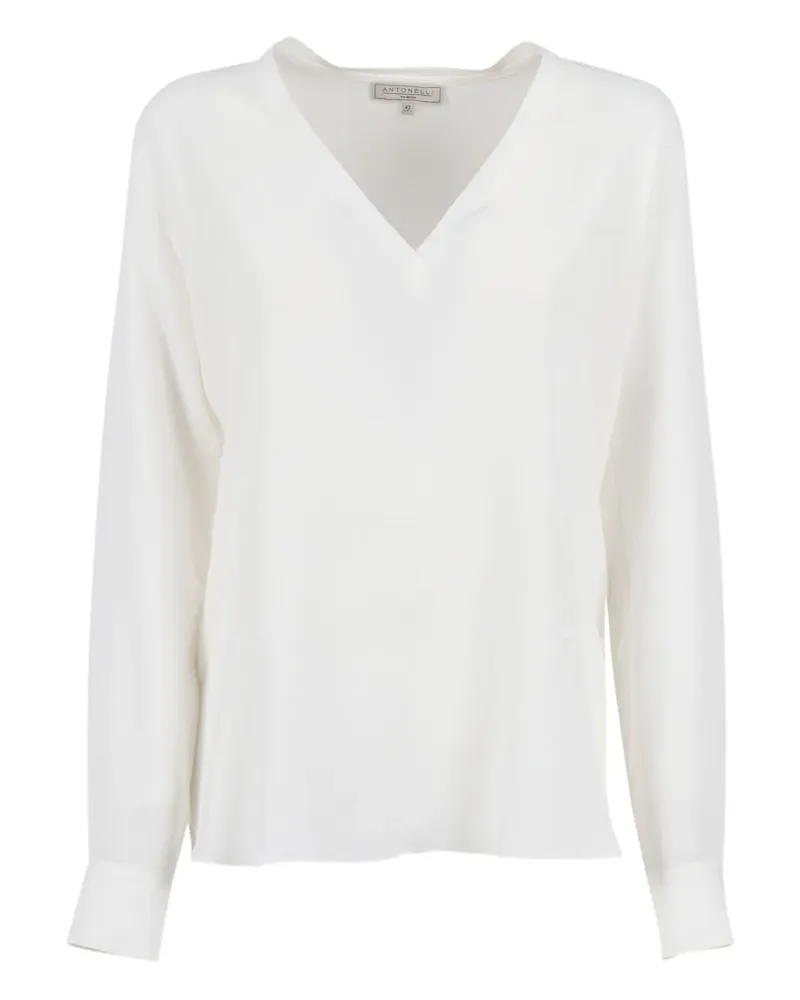 Antonelli Firenze Langarmshirt mit V-Ausschnitt - Weiß Weiß