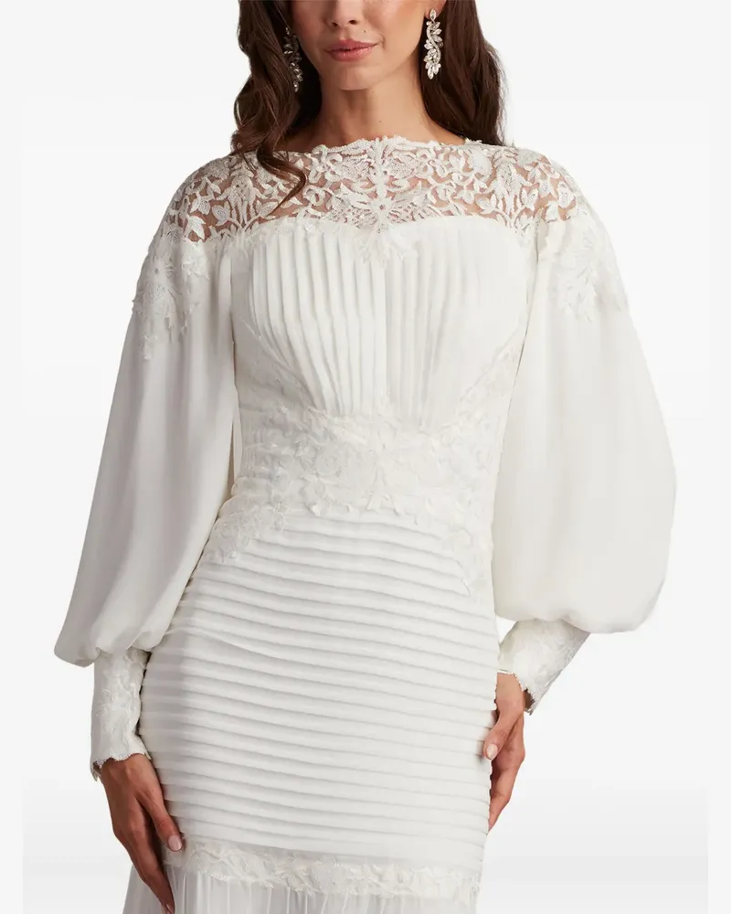 Tadashi Shoji Silverado Spitzenkleid mit Falten - Weiß Weiß
