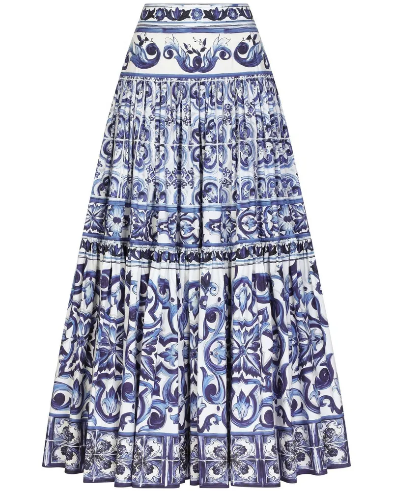 Dolce & Gabbana Maxirock mit Majolica-Print - Blau Blau