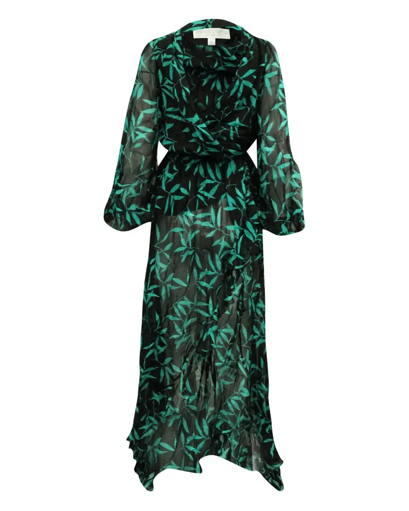 Caroline Constas Olivia leaf-print high-low dress - Schwarz Schwarz
