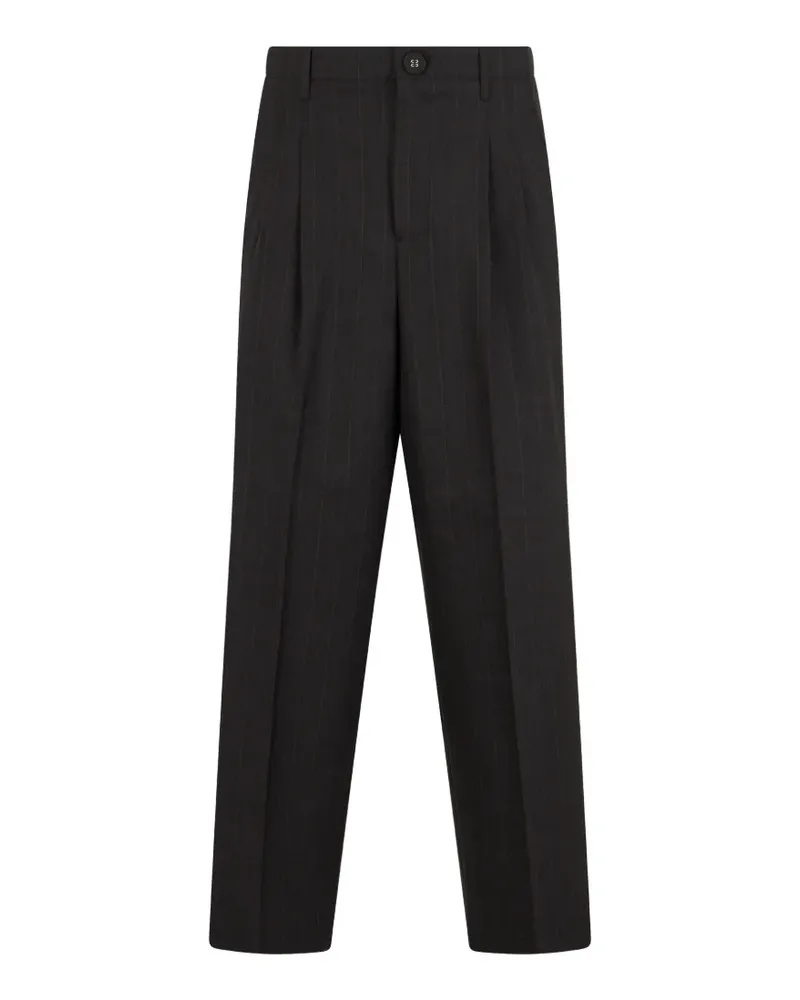 AMI Paris grey high-waisted carrot-fit striped wool trousers - Grau Grau