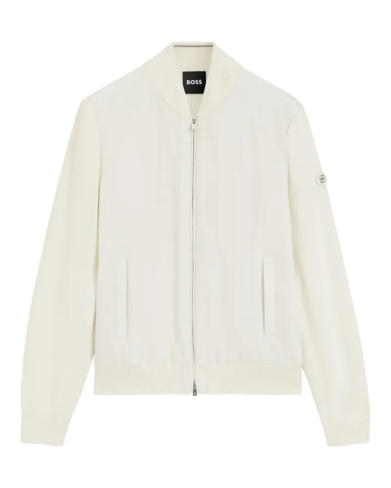 HUGO BOSS cotton-knit hybrid jacket with bomber collar - Nude Nude
