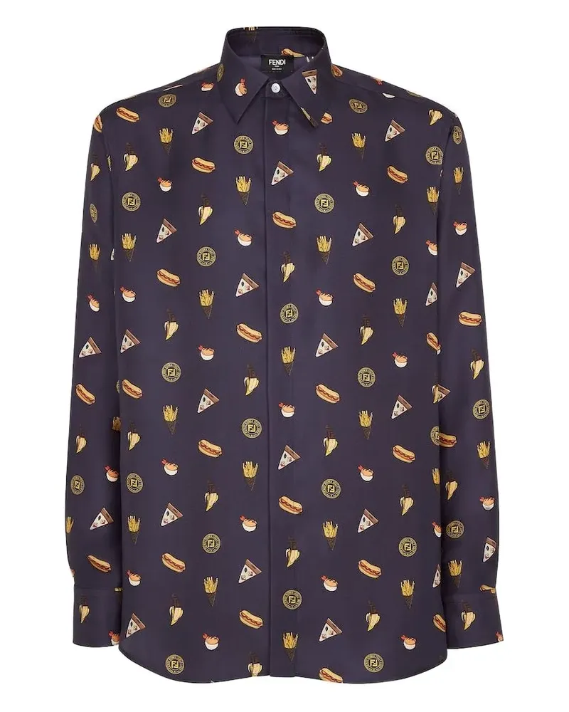 Fendi Hemd mit grafischem Print - Blau Blau