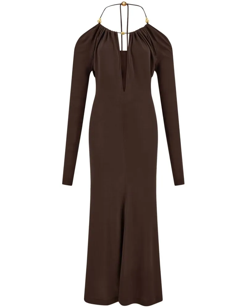 Ferragamo Rückenfreies Maxikleid aus Krepp - Braun Braun