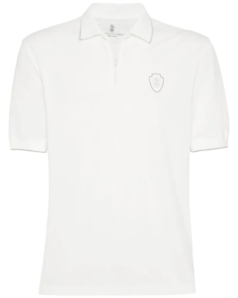 Brunello Cucinelli Tennis-Poloshirt mit Logo - Weiß Weiß
