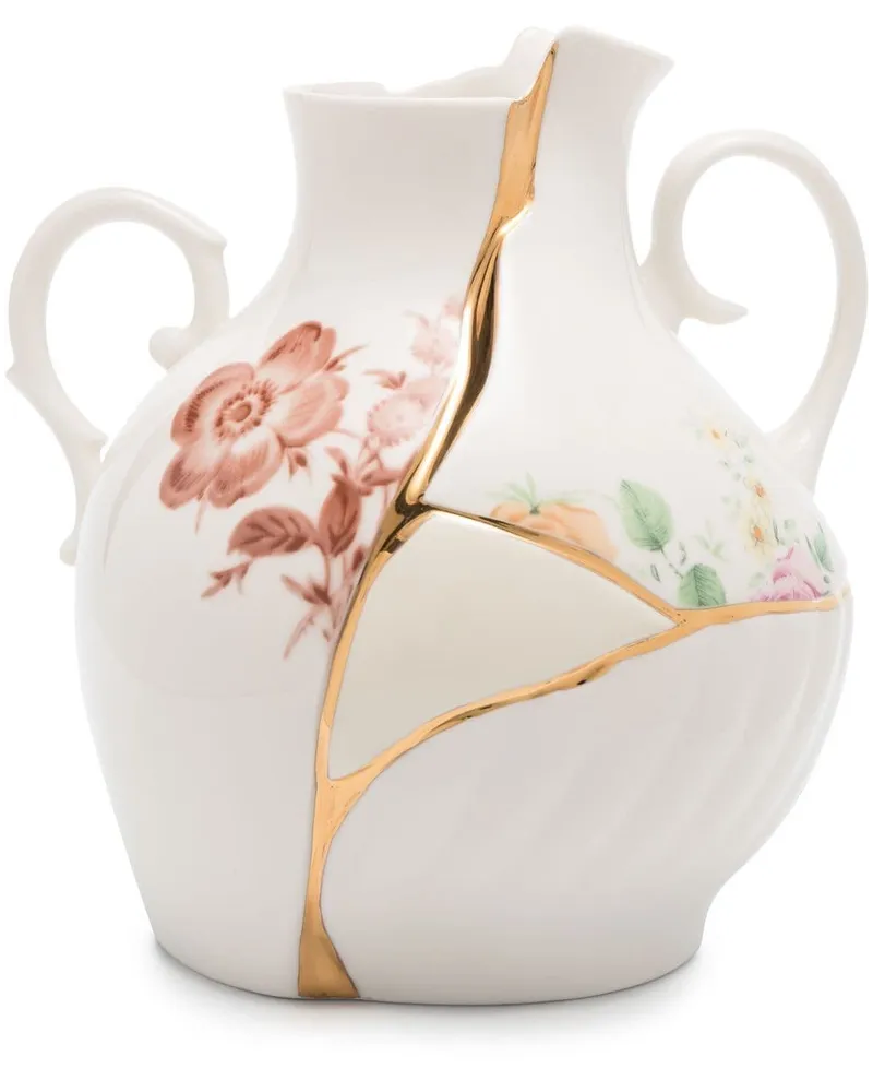Seletti x Marcantonio Raimondi Malerba Kintsuji kleine Vase (18cm x 16cm) - Weiß Weiß