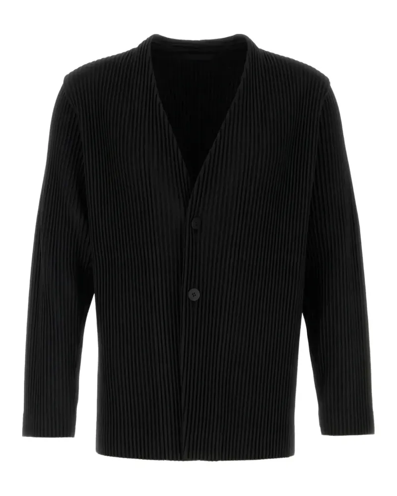 Issey Miyake pleated V-neck jacket - Schwarz Schwarz