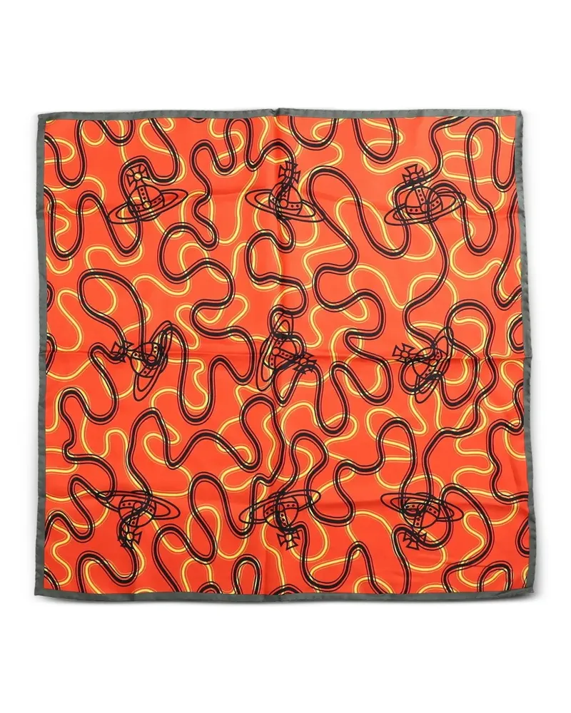 Vivienne Westwood Wiggle Orb silk scarf - Orange Orange
