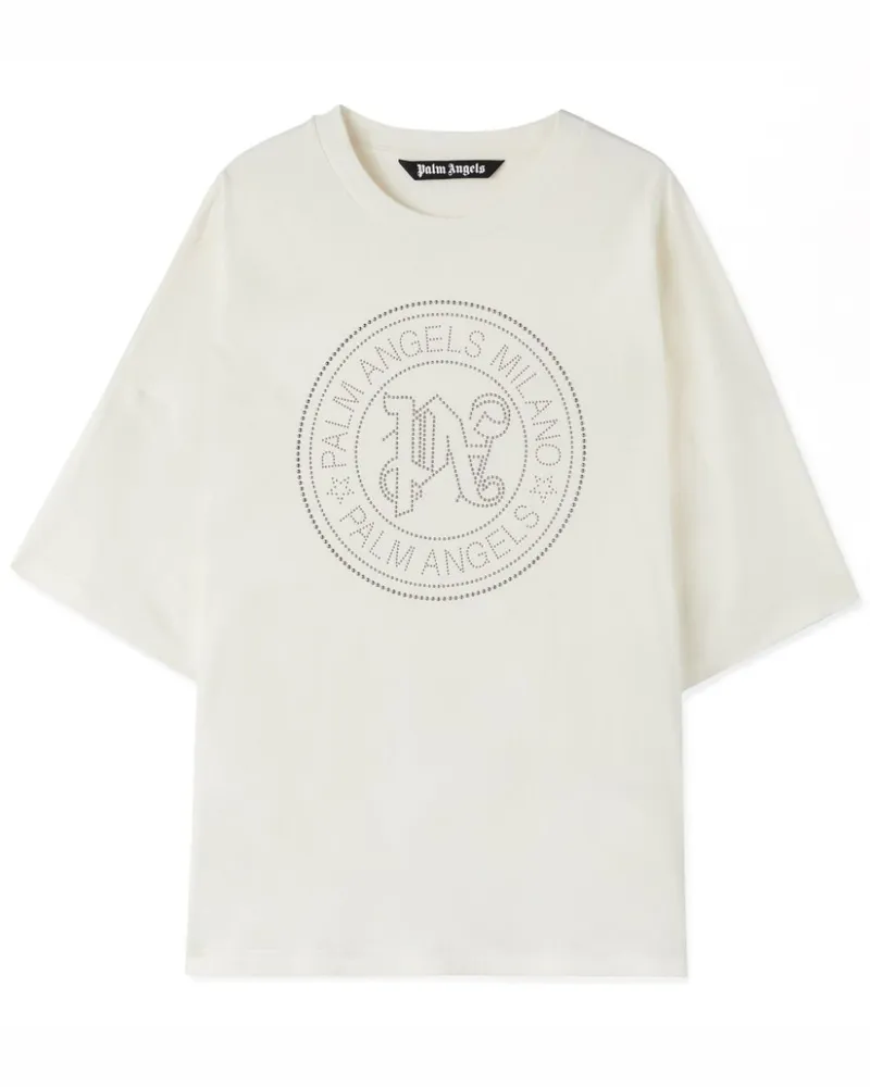 Palm Angels Milano T-Shirt mit Nieten - Weiß Weiß