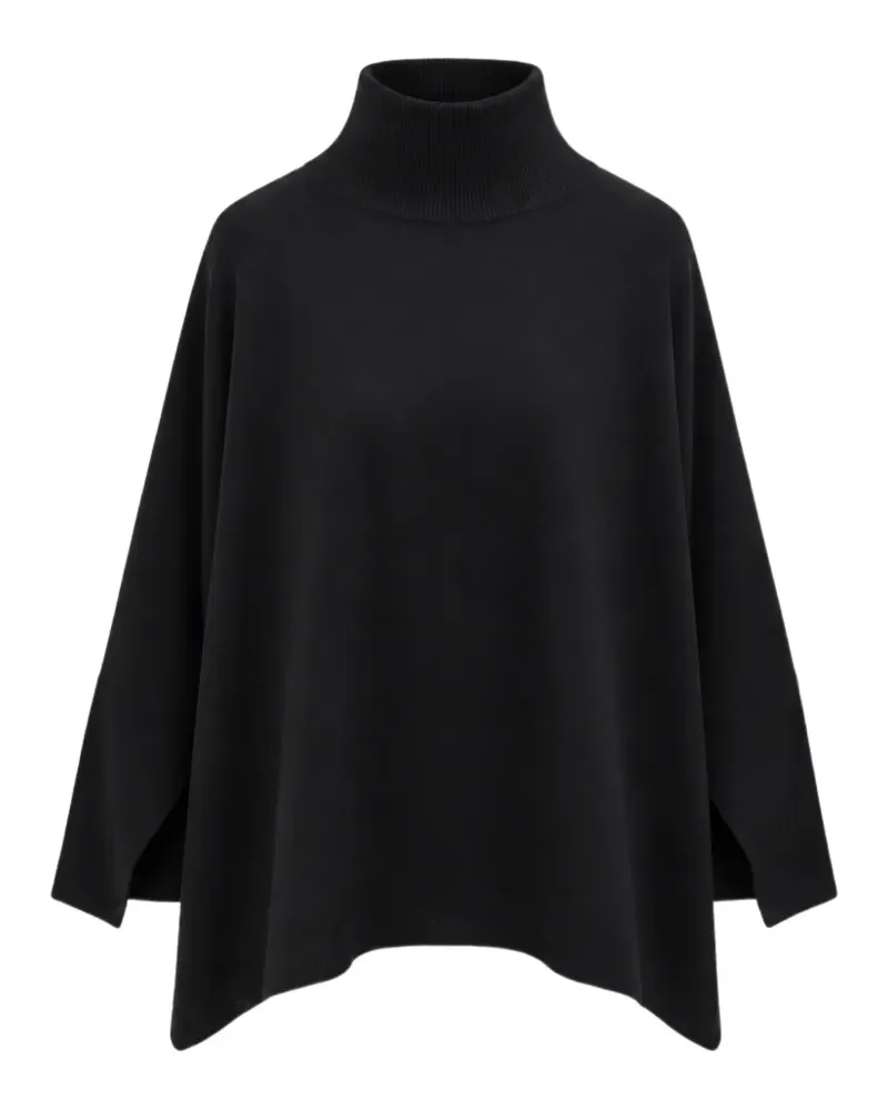 Liviana Conti Stehkragen-Pullover mit Fledermausärmeln - Schwarz Schwarz