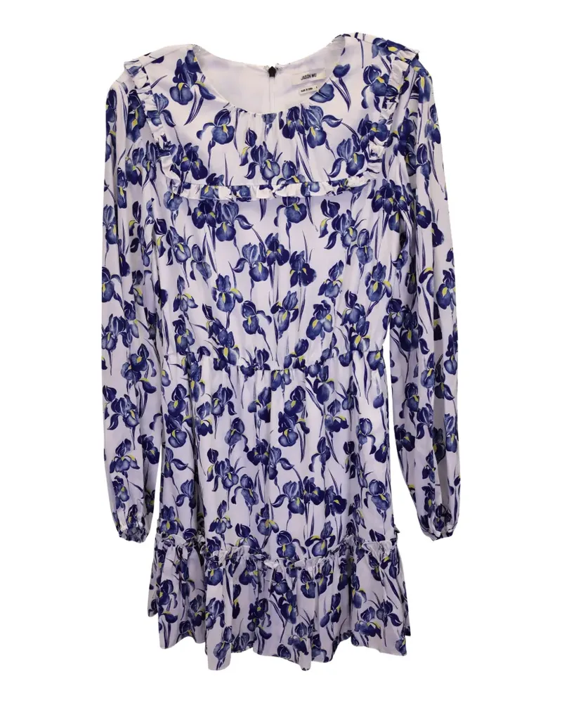 Jason Wu iris-print ruffled dress - Weiß Weiß
