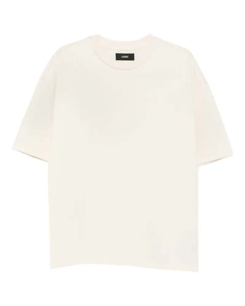 Amiri Distressed-T-Shirt mit Bandana-Patch - Nude Nude