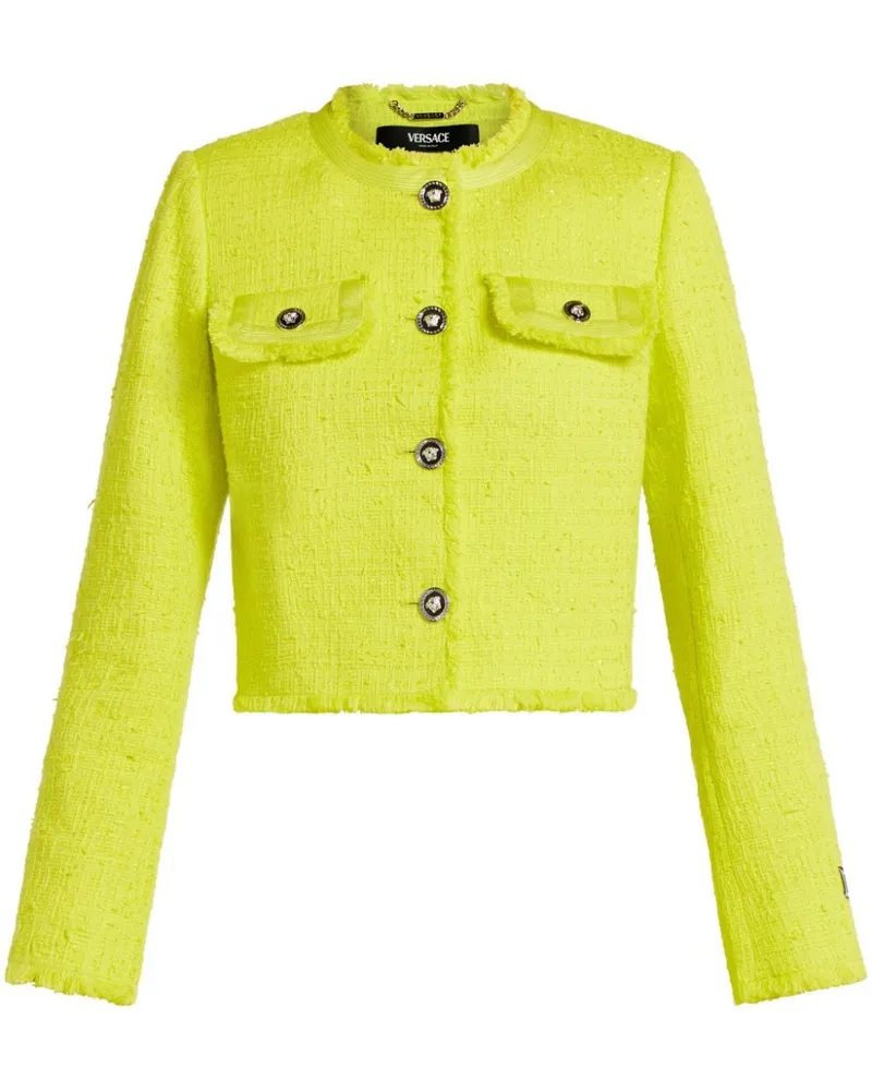 Versace Tweed-Jacke mit Medusa Head-Knöpfen - Gelb Gelb