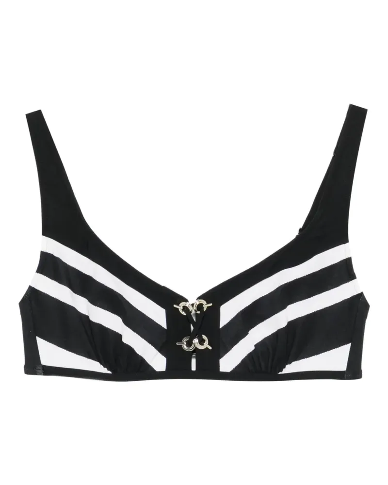 Maryan Mehlhorn striped lace-up bikini top - Schwarz Schwarz