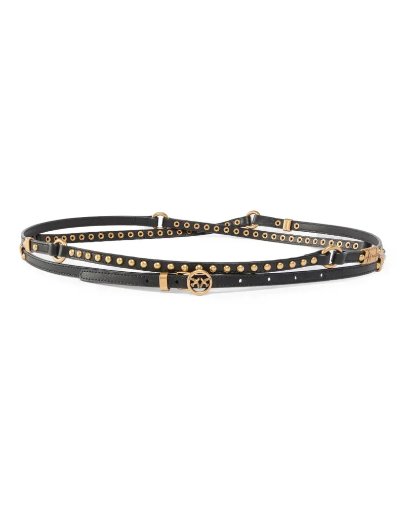 Pinko eyelet stud leather belt - Schwarz Schwarz