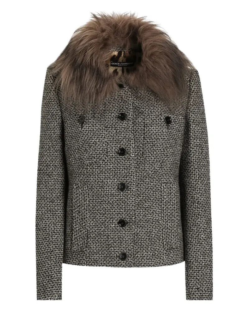 Dolce & Gabbana Jacke mit Kragen aus Faux Fur - Grau Grau