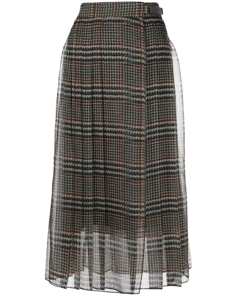 Brunello Cucinelli Karierter Midi-Rock - Braun Braun