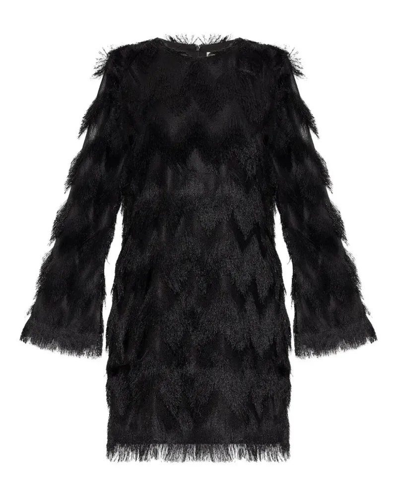 MUNTHE Ratti fringe long-sleeve mini dress - Schwarz Schwarz